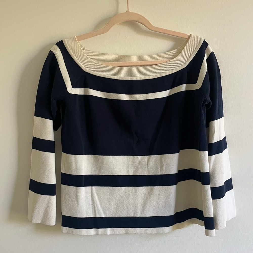 J Crew Navy and White Striped Top